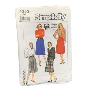 Simplicity 9353 Sewing Pattern for Skirts Size 14 80s Fashion Includes 4 Styles